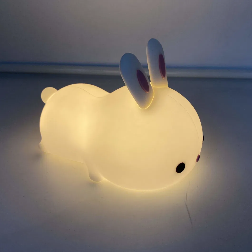 Hot Sale Cute Battery Baby Rabbit Bunny up Silicone Animal Night Light