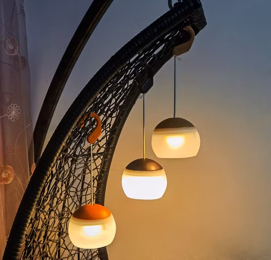 Lámpara LED portátil de 3 modos intermitentes para decoración de campamento nocturno, carga USB, luces de tienda de campaña de silicona con gancho, luz LED para acampar colgante de emergencia